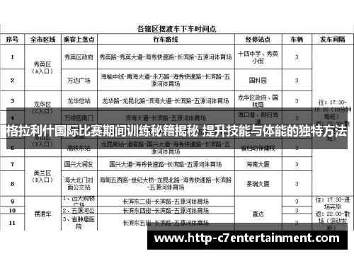 格拉利什国际比赛期间训练秘籍揭秘 提升技能与体能的独特方法