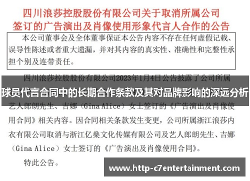 球员代言合同中的长期合作条款及其对品牌影响的深远分析